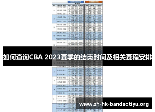 如何查询CBA 2023赛季的结束时间及相关赛程安排 如何查询CBA 2023赛季的结束时间及相关赛程安排